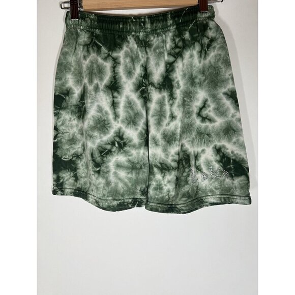 IAMKOKO.LA  Los Angeles green white tie-dye sweat shorts sz M rhinestone logo - Picture 1 of 11